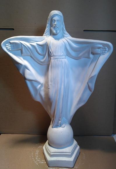 Oxalá Imagem Cristo de Braços Aberto em Gesso Cru