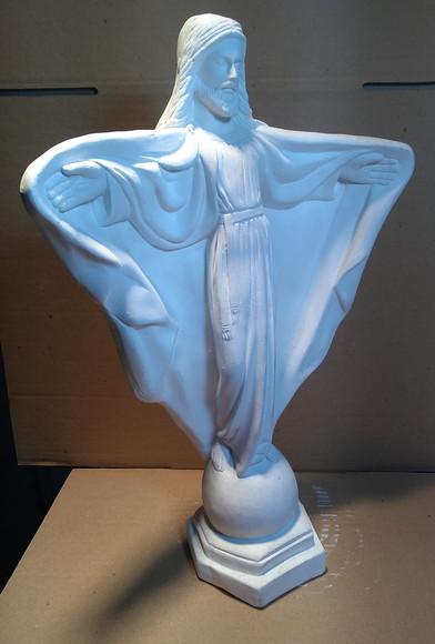 Oxalá Imagem Cristo de Braços Aberto em Gesso Cru