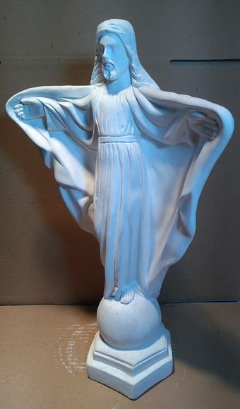 Oxalá Imagem Cristo de Braços Aberto em Gesso Cru
