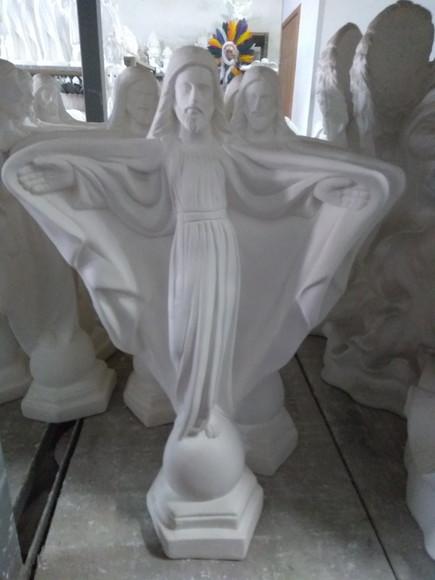 Oxalá Imagem Cristo de Braços Aberto em Gesso Cru