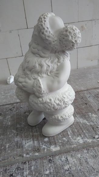 Papai Noel Escultura do Papai Noel em Gesso Cru 35cm