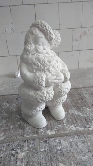 Papai Noel Escultura do Papai Noel em Gesso Cru 35cm