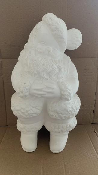 Papai Noel Escultura do Papai Noel em Gesso Cru 35cm