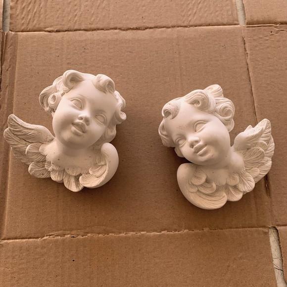 Par de Anjos do Céu para Pendurar na Parede em Gesso Cru