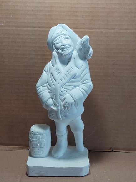 Pirata da Perna de Pau Imagem Pirata Escultura em Gesso Cru