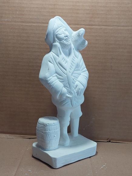 Pirata da Perna de Pau Imagem Pirata Escultura em Gesso Cru