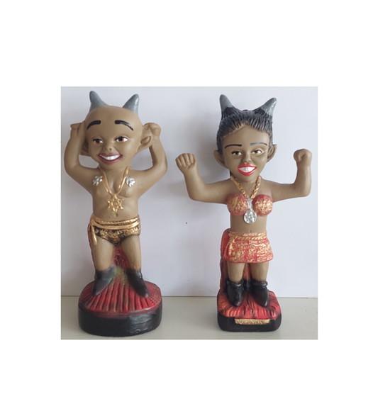 Pomba Gira Mirim + Exu Mirim Imagem Casal Brasinha c/ Chifre