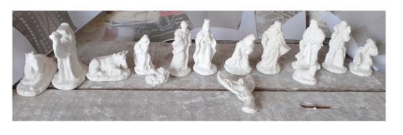 Presépio de Natal 14 Peças Imagem Nova Gesso Cru c/ 6 a 18cm
