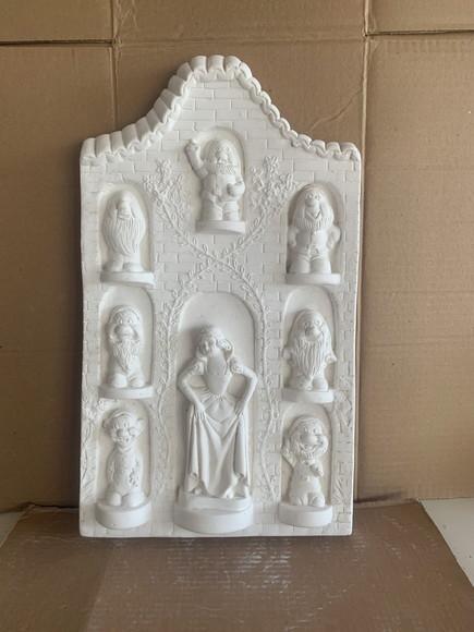 Quadro de Parede Branca de Neve e os 7 Anões em Gesso Cru