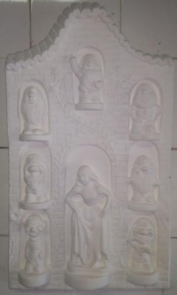 Quadro de Parede Branca de Neve e os 7 Anões em Gesso Cru