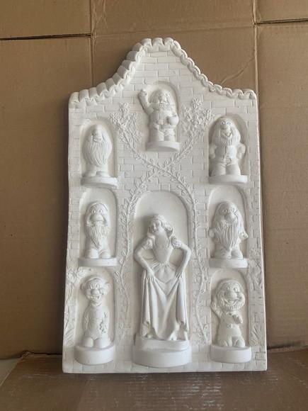 Quadro de Parede Branca de Neve e os 7 Anões em Gesso Cru