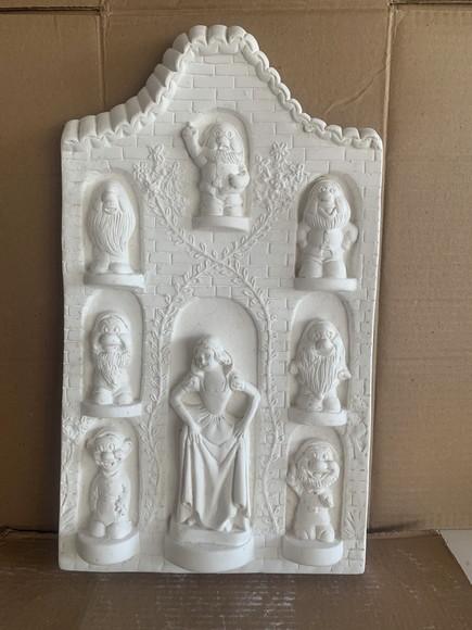 Quadro de Parede Branca de Neve e os 7 Anões em Gesso Cru