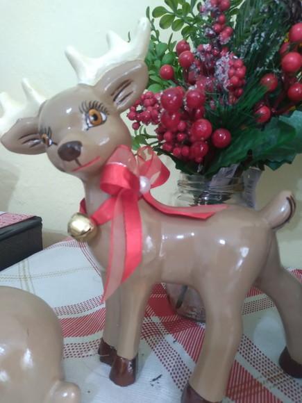 Rena e Alce Enfeites Natalinos 3 Imagens de Mesa para Natal