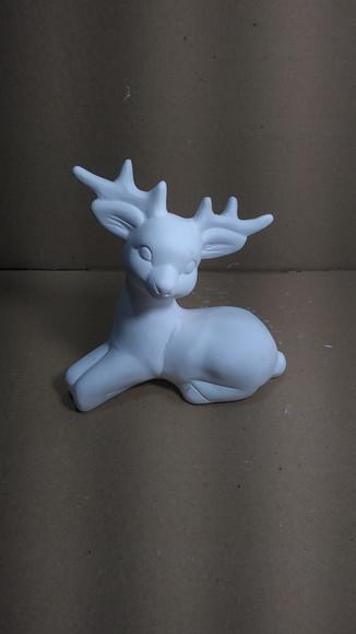 Rena Sentada Imagem Rena do Treno Papai Noel Escultura Gesso