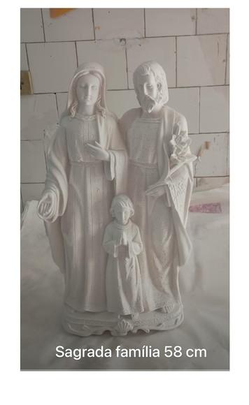 Sagrada Família Imagem Sagrada Família Grande 60cm Gesso Cru