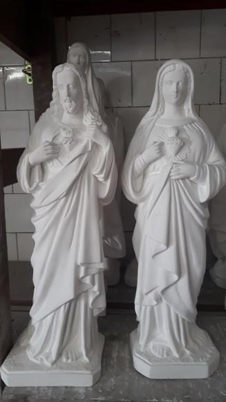 Sagrado Coração de Maria + Coração de Jesus 2 Esculturas