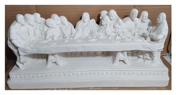 Santa Ceia de Mesa Imagem Sta Ceia com Base Itália Gesso Cru
