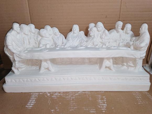 Santa Ceia de Mesa Imagem Sta Ceia com Base Itália Gesso Cru