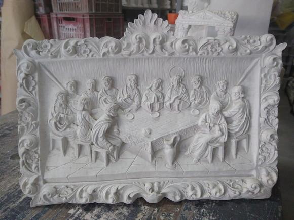 Santa Ceia Quadro Colonial Gesso Cru P/colocar Mesa