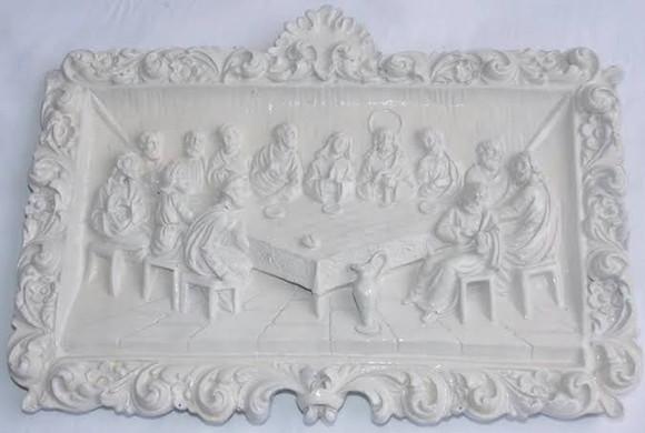 Santa Ceia Quadro Colonial Gesso Cru P/colocar Mesa