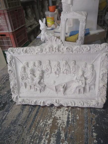 Santa Ceia Quadro Colonial Gesso Cru P/colocar Mesa