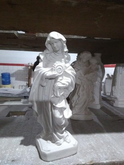 Santa Clara Imagem Santa Clara Barroca em Gesso Cru