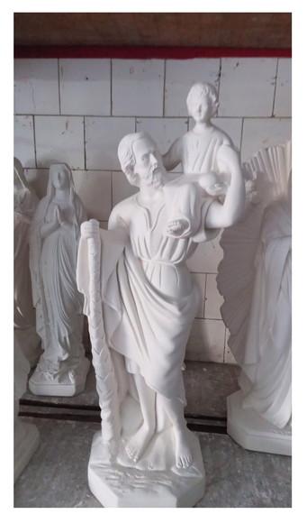 São Cristóvão Imagem Santo São Cristovão 60cm em Gesso Cru