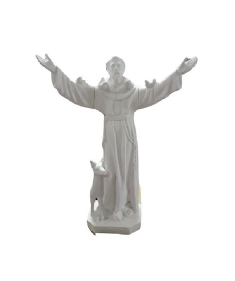 São Francisco Imagem Santo São Francisco com 80cm Gesso Cru