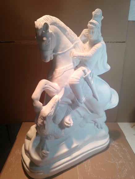 São Jorge Imagem Santo São Jorge Escultura Gesso Cru Grande
