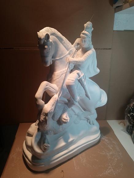 São Jorge Imagem Santo São Jorge Escultura Gesso Cru Grande