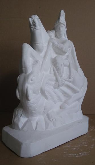 São Jorge Imagem Santo São Jorge Guerreiro em Gesso Cru