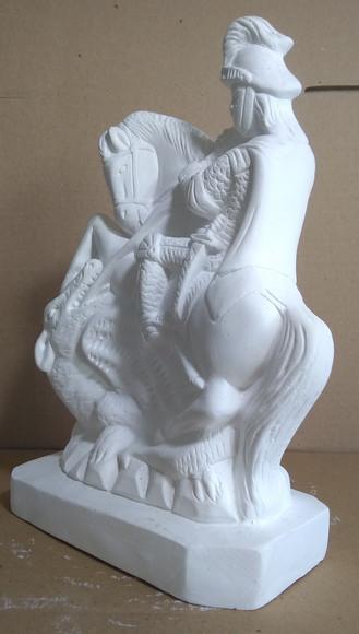 São Jorge Imagem Santo São Jorge Guerreiro em Gesso Cru