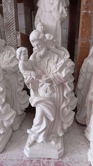São Jose Imagem São José Barroco Escultura Gesso Cru 60cm