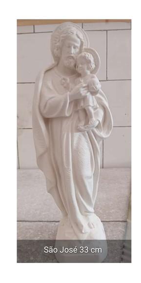 São Jose Imagem São José Escultura em Gesso Cru 33cm
