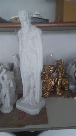 São Lazaro Imagem Lazaro Escultura Santo em Gesso Natural 60