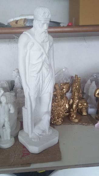 São Lazaro Imagem Lazaro Escultura Santo em Gesso Natural 60