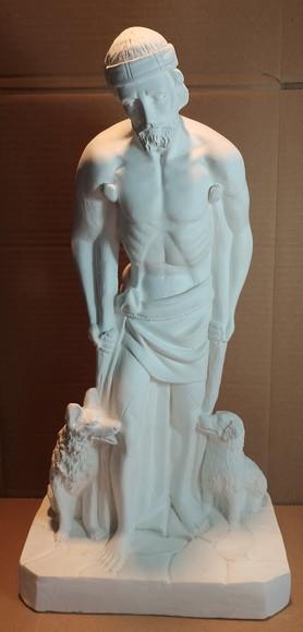 São Lazaro Imagem Santo São Lazaro Escultura Gesso Cru 48cm