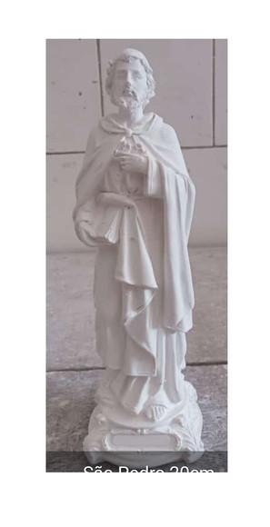 São Pedro Imagem Santo São Pedro Escultura Gesso Cru