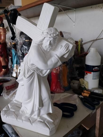 Senhor dos Passos Imagem Sr. dos Passos Escultura Gesso Cru