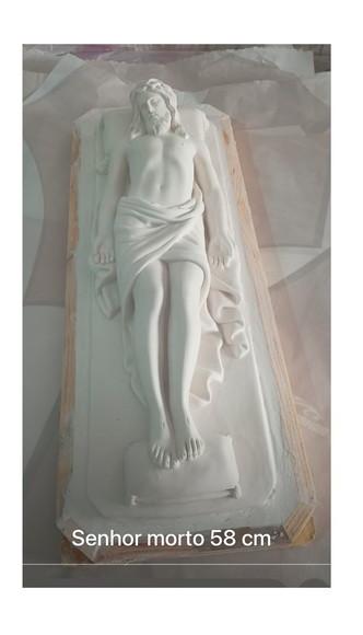 Senhor Morto Imagem Sr. Morto Escultura em Gesso Cru Grande
