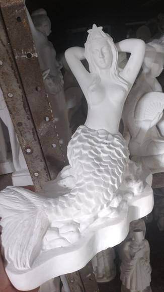 Sereia Imagem Sereia 2 Modelos Escultura em Gesso Cru