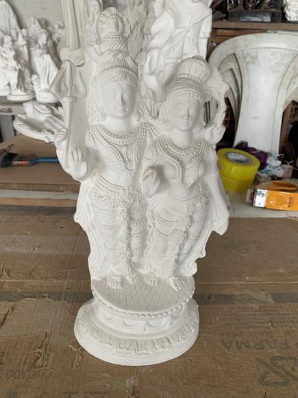 Shiva e Durga Imagem em Gesso Cru para Pintar