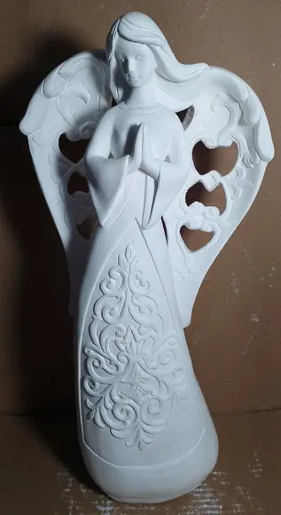 Anjo com Asa Vazada Imagem Anjo Escultura Gesso Cru