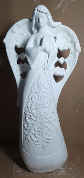Anjo com Asa Vazada Imagem Anjo Escultura Gesso Cru