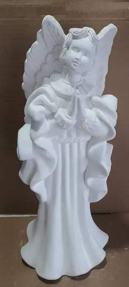 Anjo Imagem Madeira Grande Escultura em Gesso Cru 45cm