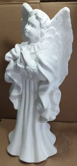 Anjo Imagem Madeira Grande Escultura em Gesso Cru 45cm