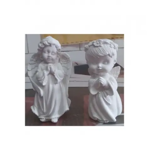 Anjo Imagem Par de Anjos Esculturas em Gesso Cru