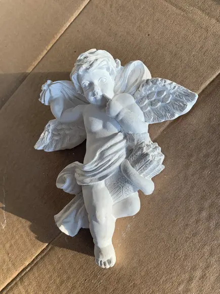 Anjo Trigo Imagem Anjo em Gesso Cru P/parede