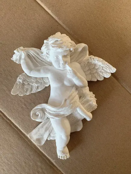 Anjo Trigo Imagem Anjo em Gesso Cru P/parede