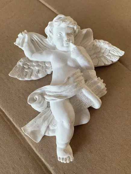 Anjo Trigo Imagem Anjo em Gesso Cru P/parede